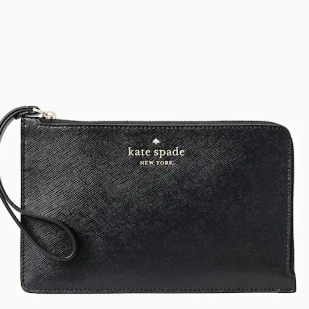 KATE SPADE Black Staci Medium L Zip Wristlet Wallet Bag Purse